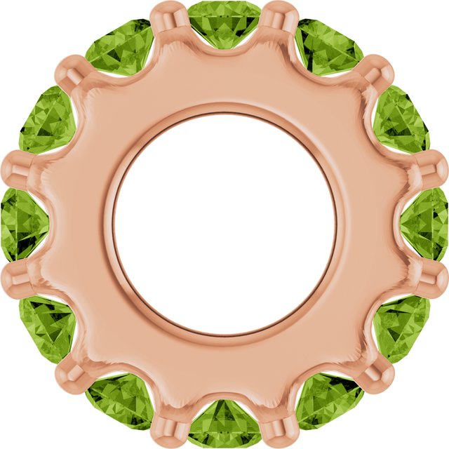 Natural Peridot Round Birthstone Spacer Charm Pendant in 14K Rose Gold