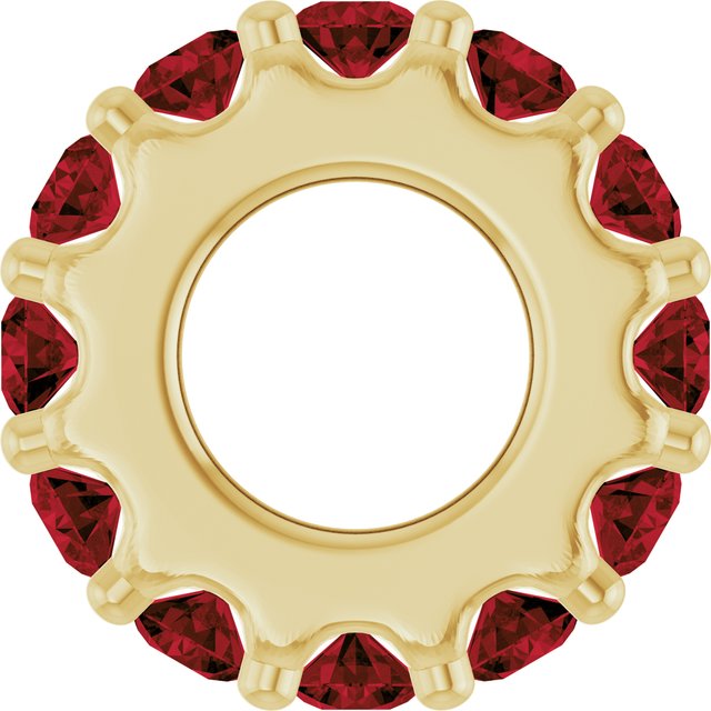 Natural Mozambique Garnet Round Birthstone Spacer Charm Pendant in 14K Yellow Gold
