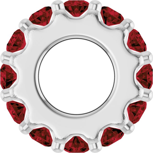 Natural Mozambique Garnet Round Birthstone Spacer Charm Pendant in 14K White Gold