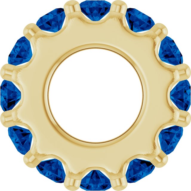 Natural Blue Sapphire Round Birthstone Spacer Charm Pendant in 14K Yellow Gold