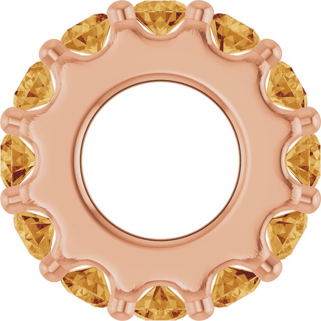Natural Citrine Round Birthstone Spacer Charm Pendant in 14K Rose Gold