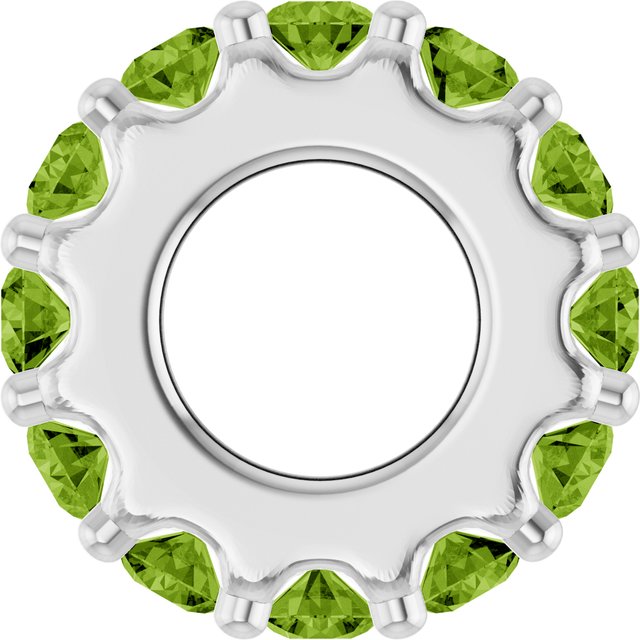 Natural Peridot Round Birthstone Spacer Charm Pendant in Platinum