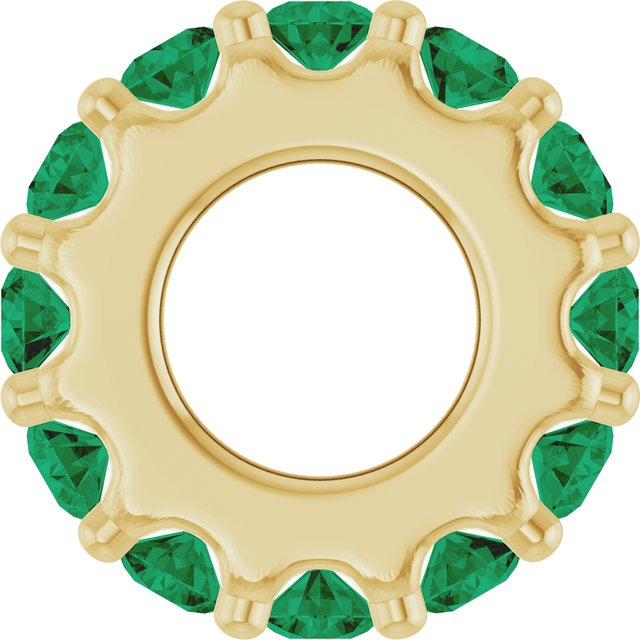Natural Emerald Round Birthstone Spacer Charm Pendant in 14K Yellow Gold