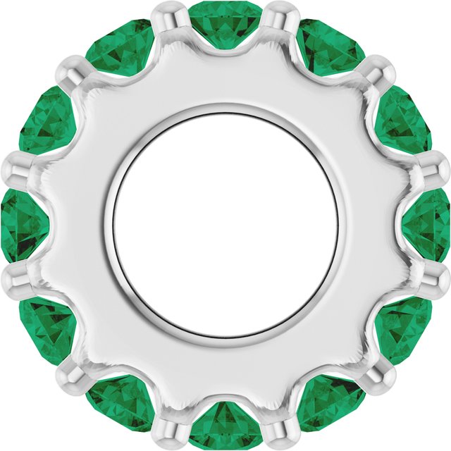 Lab-Grown Emerald Round Birthstone Spacer Charm Pendant in 14K White Gold