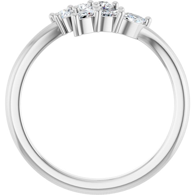 127221 / Ring / Set / 14K White / Lab-Grown Diamond / Marquise / 4 X 2 Mm / Lab-Grown Diamond / Polished / 1/3 Ctw Lab-Grown Diamond Multi-Shape Bypass Ring