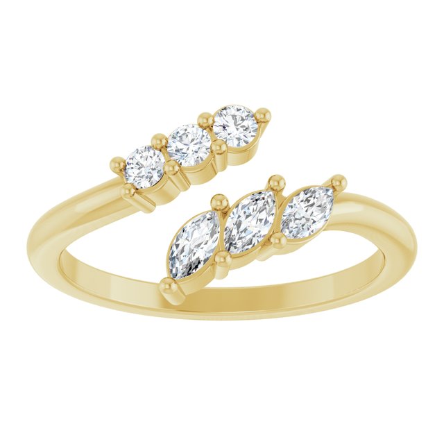 127221 / Ring / Set / 14K Yellow / Lab-Grown Diamond / Marquise / 4 X 2 Mm / Lab-Grown Diamond / Polished / 1/3 Ctw Lab-Grown Diamond Multi-Shape Bypass Ring