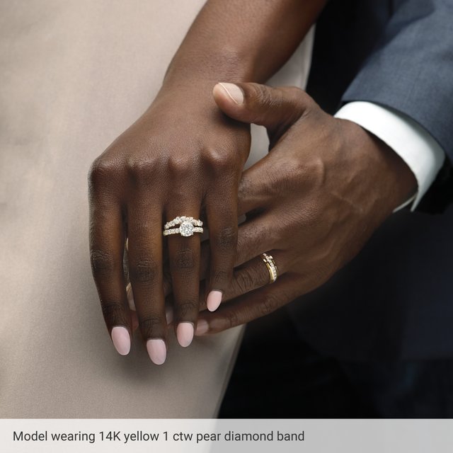 Alternating Pear & Round Lab Diamond Contour Band — 14K Rose Gold