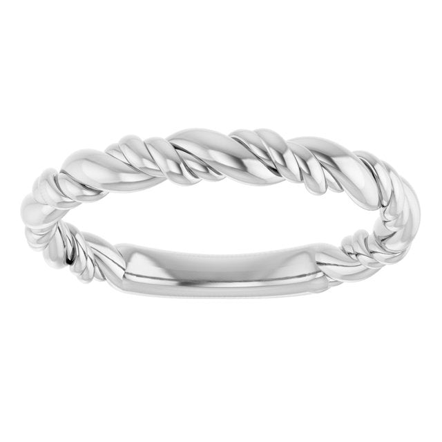 Twisted Rope Stackable Band Ring — Platinum