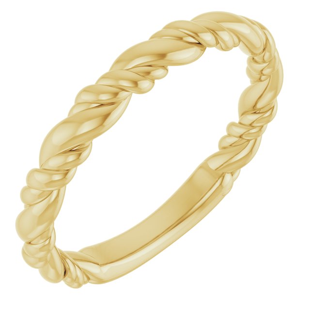 Twisted Rope Stackable Band Ring — 14K Yellow Gold