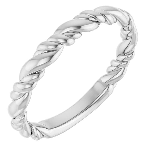 Twisted Rope Stackable Band Ring — Platinum