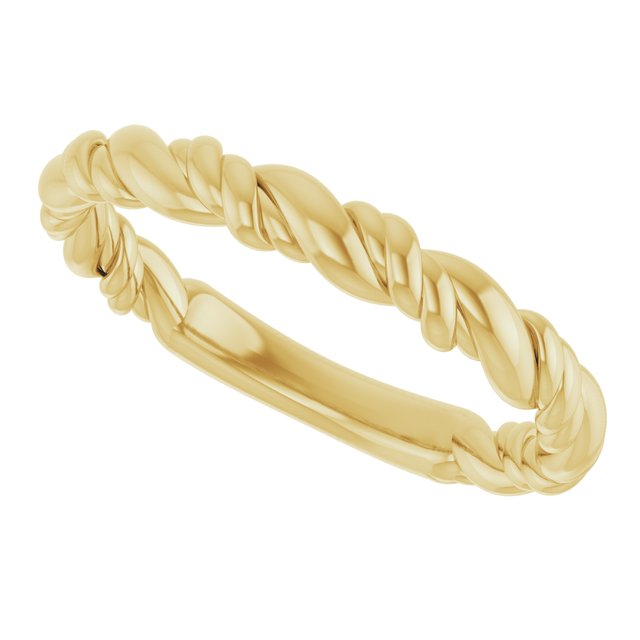 Twisted Rope Stackable Band Ring — 14K Yellow Gold