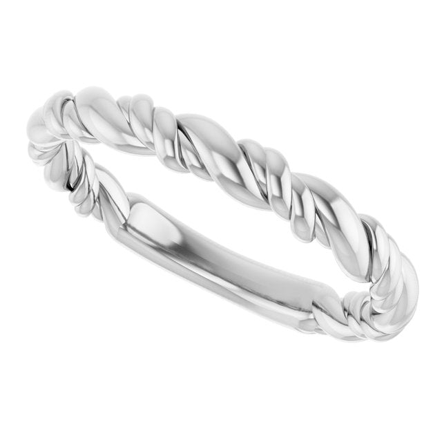 Twisted Rope Stackable Band Ring — 14K White Gold