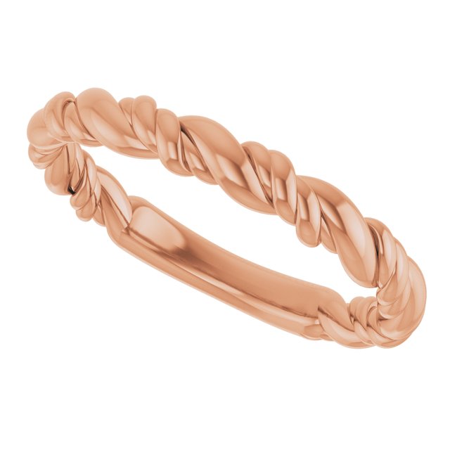 Twisted Rope Stackable Band Ring — 14K Rose Gold