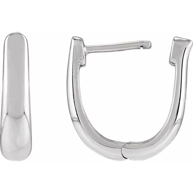 U-Hoop Earrings — 14K White Gold