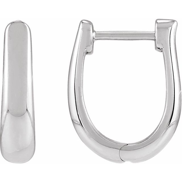U-Hoop Earrings — 14K White Gold
