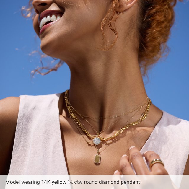 Pavé-Style Charm & Pendant — 14K Yellow Gold Vermeil