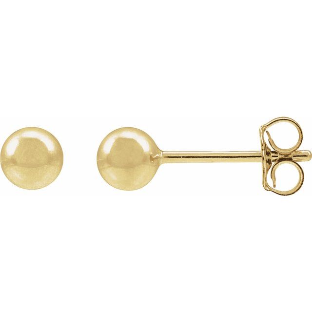 High-Polish Round Ball Stud Earrings — 14K Yellow Gold-Filled