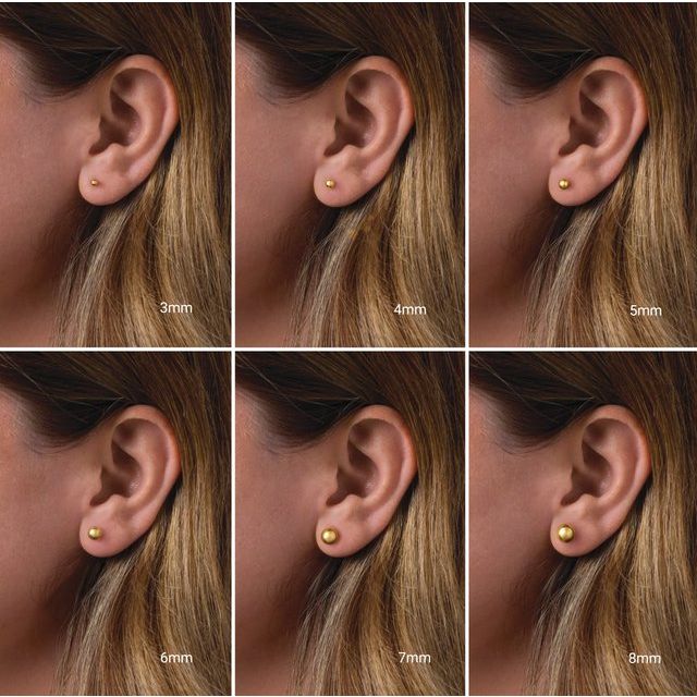 Polished Ball Stud Earrings — 14K White Gold