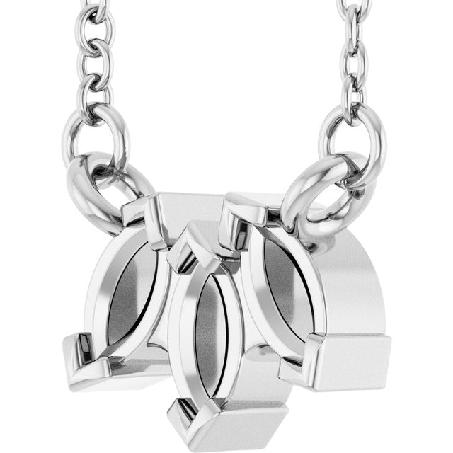 Marquise Fan Three-Stone Diamond Necklace — Sterling Silver