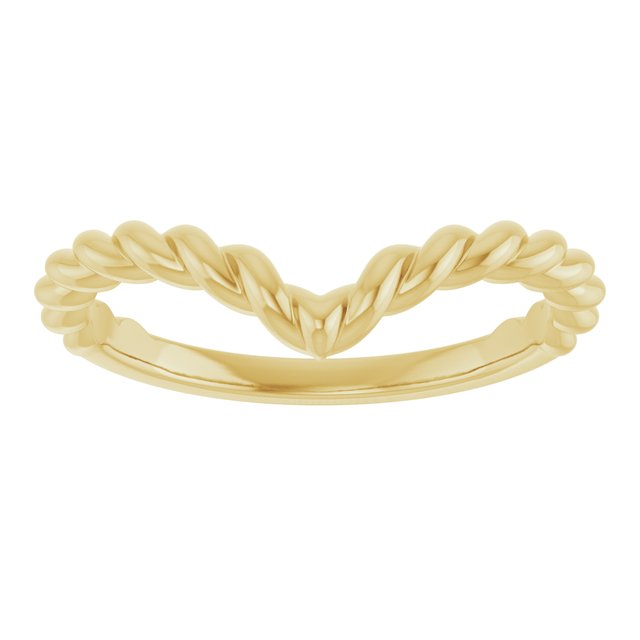 Twisted Rope V-Shaped Contour Wedding Band — 14K Yellow Gold