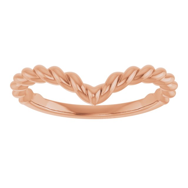 Twisted Rope V-Shaped Contour Wedding Band — 14K Rose Gold