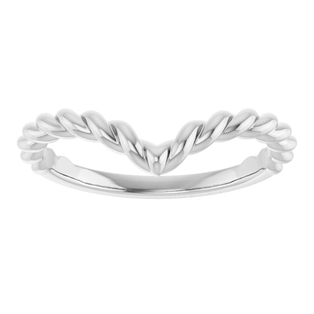 Twisted Rope V-Shaped Contour Wedding Band — 14K White Gold