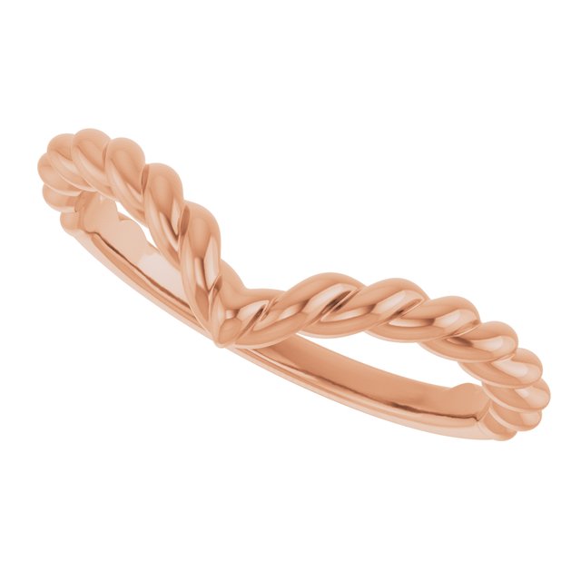 Twisted Rope V-Shaped Contour Wedding Band — 14K Rose Gold