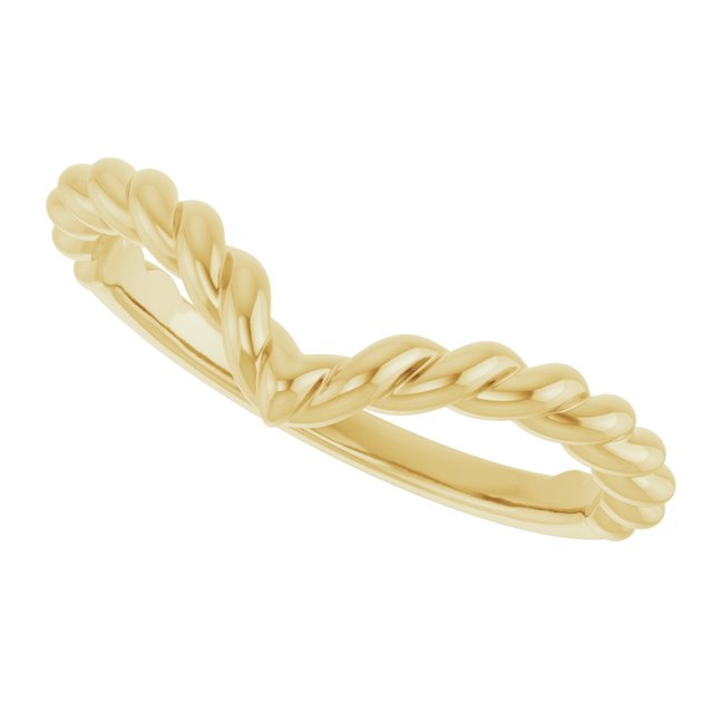 Twisted Rope V-Shaped Contour Wedding Band — 14K Yellow Gold