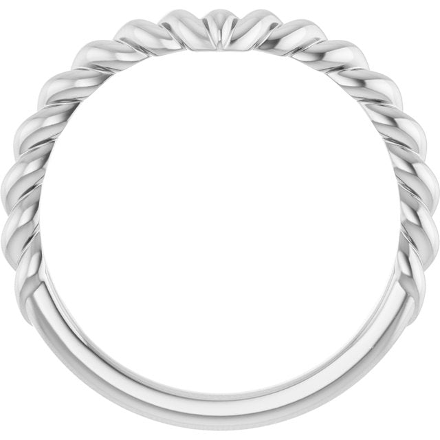 Twisted Rope V-Shaped Contour Wedding Band — 14K White Gold