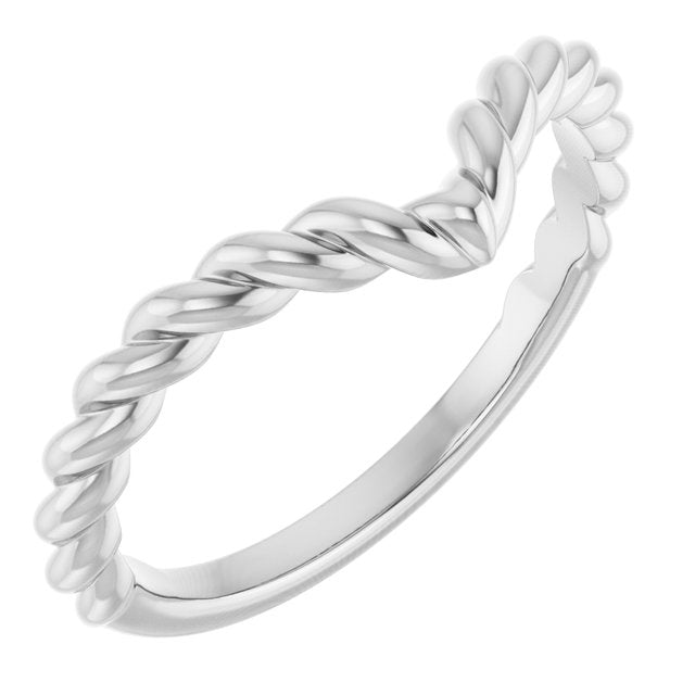 Twisted Rope V-Shaped Contour Wedding Band — Platinum