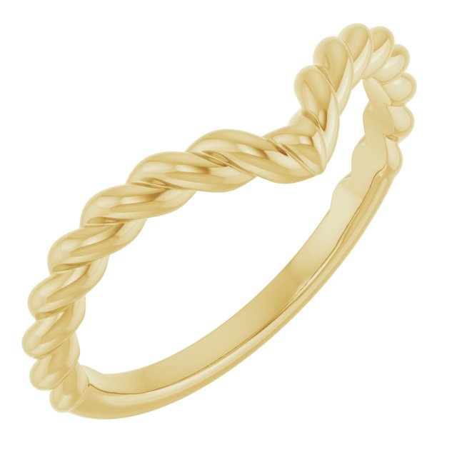 Twisted Rope V-Shaped Contour Wedding Band — 14K Yellow Gold