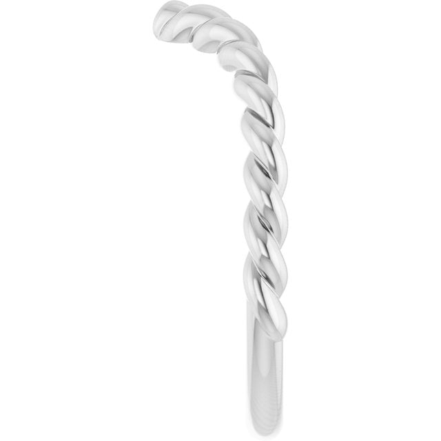 Twisted Rope V-Shaped Contour Wedding Band — 14K White Gold