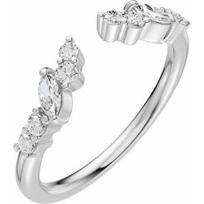 1/4 ctw Lab-Grown Diamond Marquise & Round Diamond Scattered Open Wrap Band in 14K White Gold