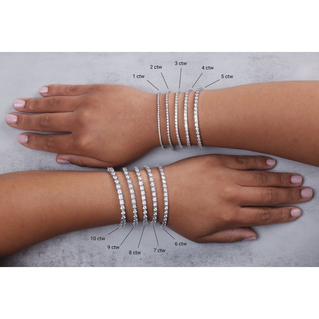 Four-Prong Round Diamond Tennis Bracelet — 14K White Gold