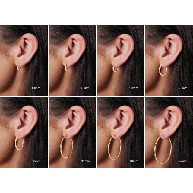 Polished Round Tube Hoop Earrings — 14K White Gold