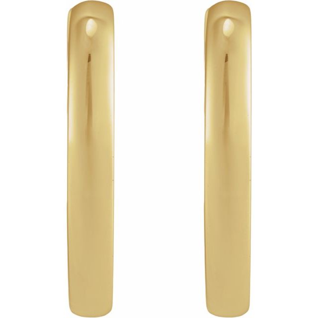 Petite Polished Hinged Huggie Hoop Earrings — 14K Yellow Gold