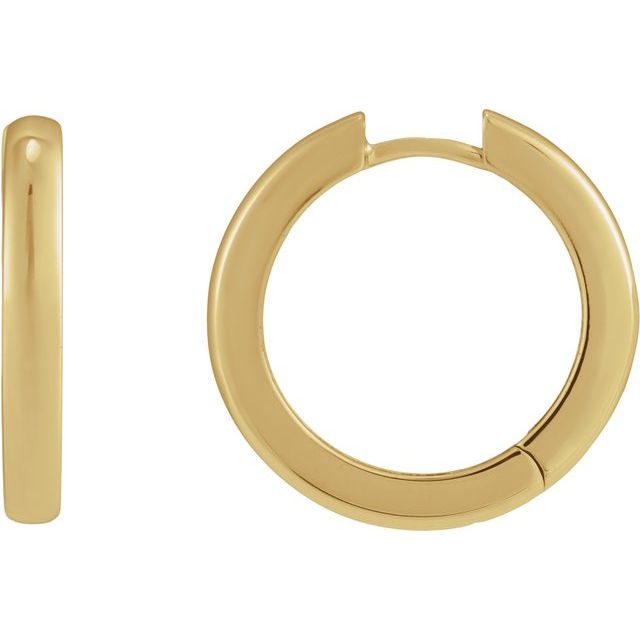 Petite Polished Hinged Huggie Hoop Earrings — 14K Yellow Gold