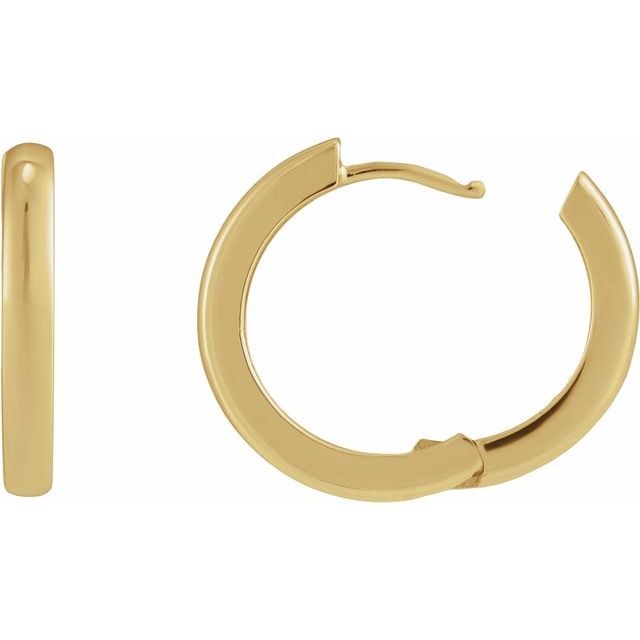 Petite Polished Hinged Huggie Hoop Earrings — 14K Yellow Gold