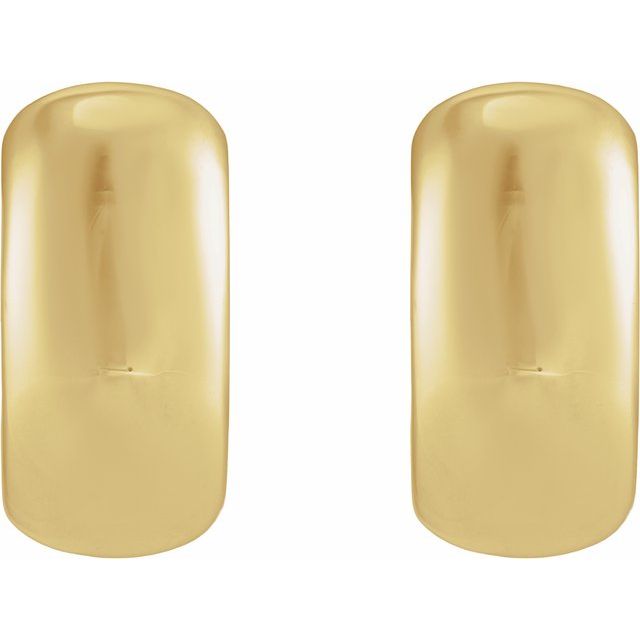 Wide Domed Huggie Hoop Earrings — 10K Yellow Gold