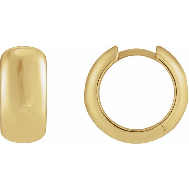 Wide Domed Huggie Hoop Earrings — 14K Yellow Gold