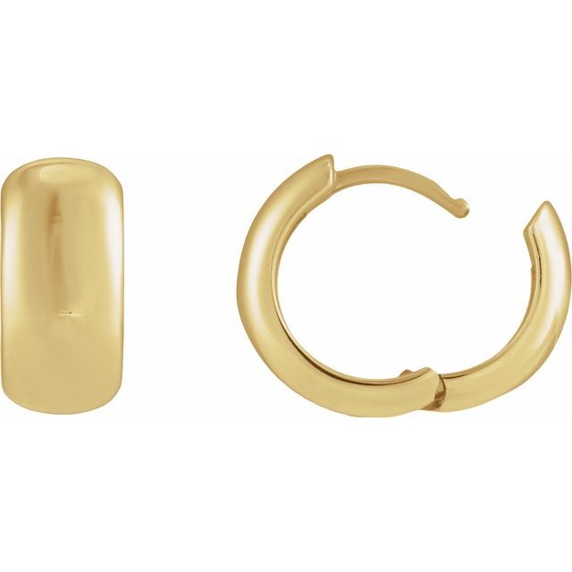 Wide Domed Huggie Hoop Earrings — 14K Yellow Gold