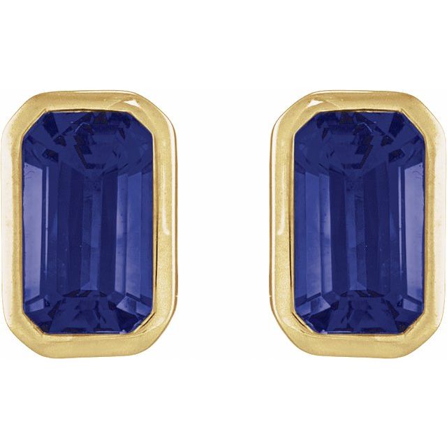 Lab-Grown Blue Sapphire | Emerald | 5 x 3mm | Lab-Grown Blue Sapphire | Emerald | 6 x 4mm