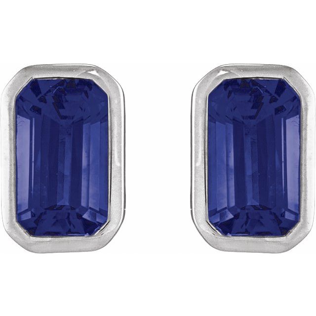 Lab-Grown Blue Sapphire | Emerald | 5 x 3mm | Lab-Grown Blue Sapphire | Emerald | 6 x 4mm