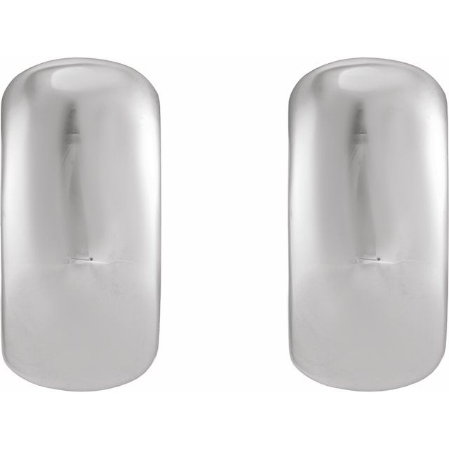 Wide Domed Huggie Hoop Earrings — Platinum