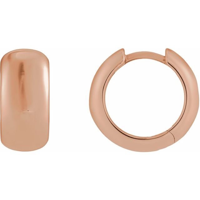 Wide Domed Huggie Hoop Earrings — 14K Rose Gold