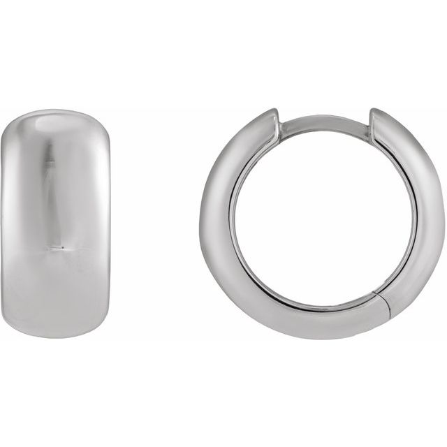 Wide Domed Huggie Hoop Earrings — Platinum