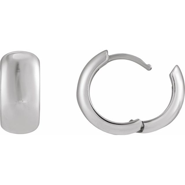 Wide Domed Huggie Hoop Earrings — Sterling Silver