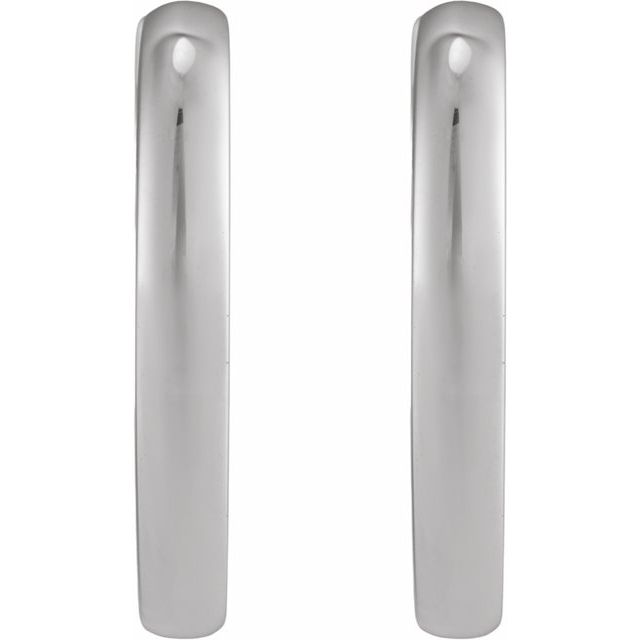 Petite Polished Hinged Huggie Hoop Earrings — 14K White Gold