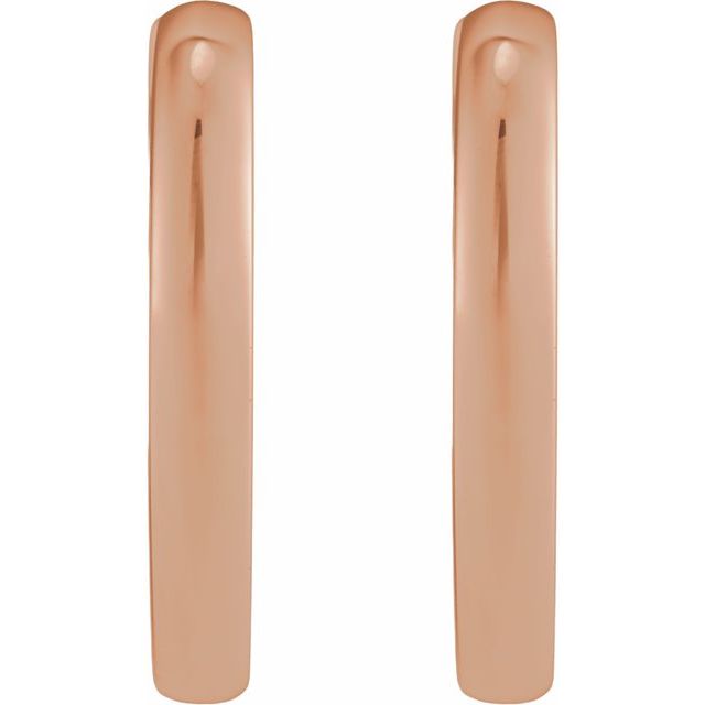 Petite Polished Hinged Huggie Hoop Earrings — 14K Rose Gold