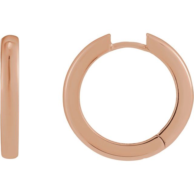 Petite Polished Hinged Huggie Hoop Earrings — 14K Rose Gold